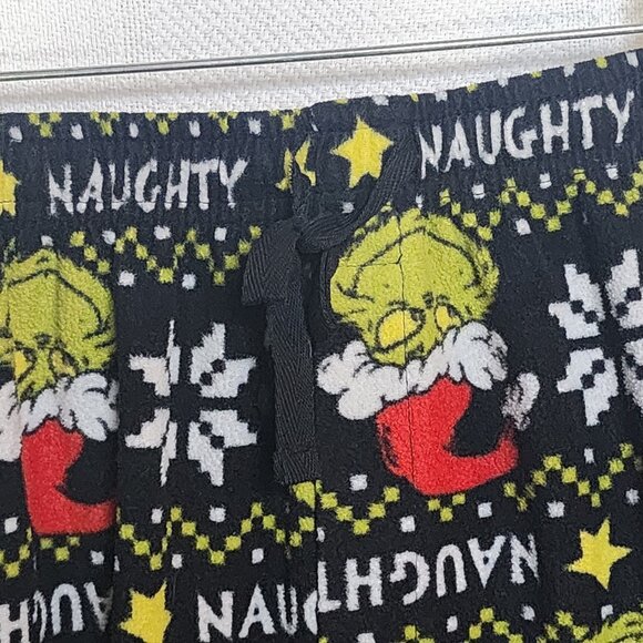 MJC Intl Dr. Seuss Black Green Red Grinch Naughty Poly Fleece Sleep Pants Size M - Picture 6 of 16